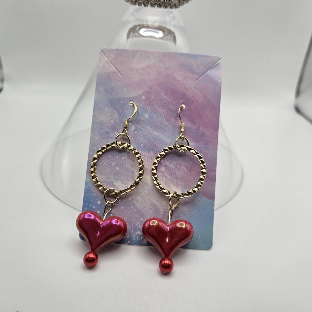 Bubble heart shape dangle earrings